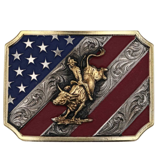 Montana Silversmiths Patriot Bull Rider Buckle.