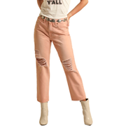 Rock & Roll Cowgirl Peach Cropped Jean