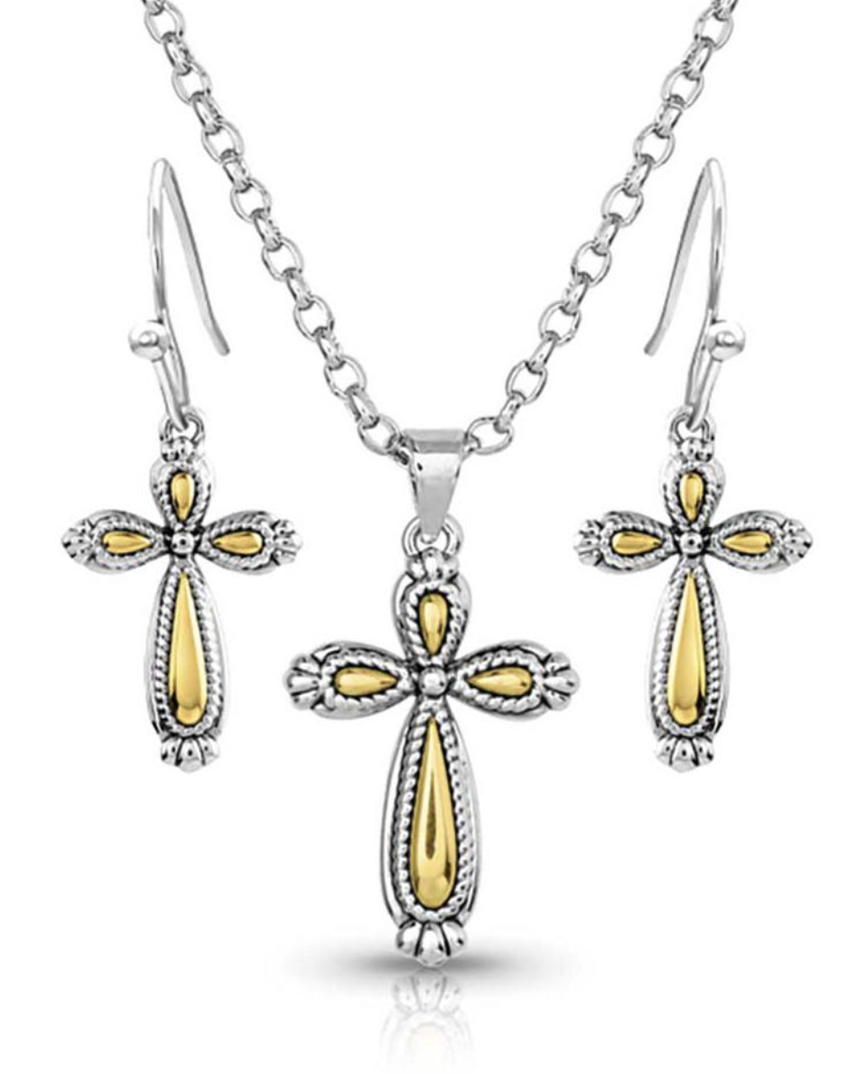 Montana Silversmiths Gleaming Faith Cross Jewelry Set