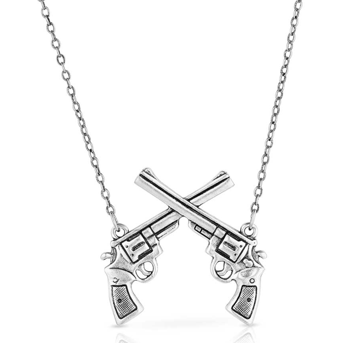 Montana Silversmiths Crossed Pistols Pendant Necklace