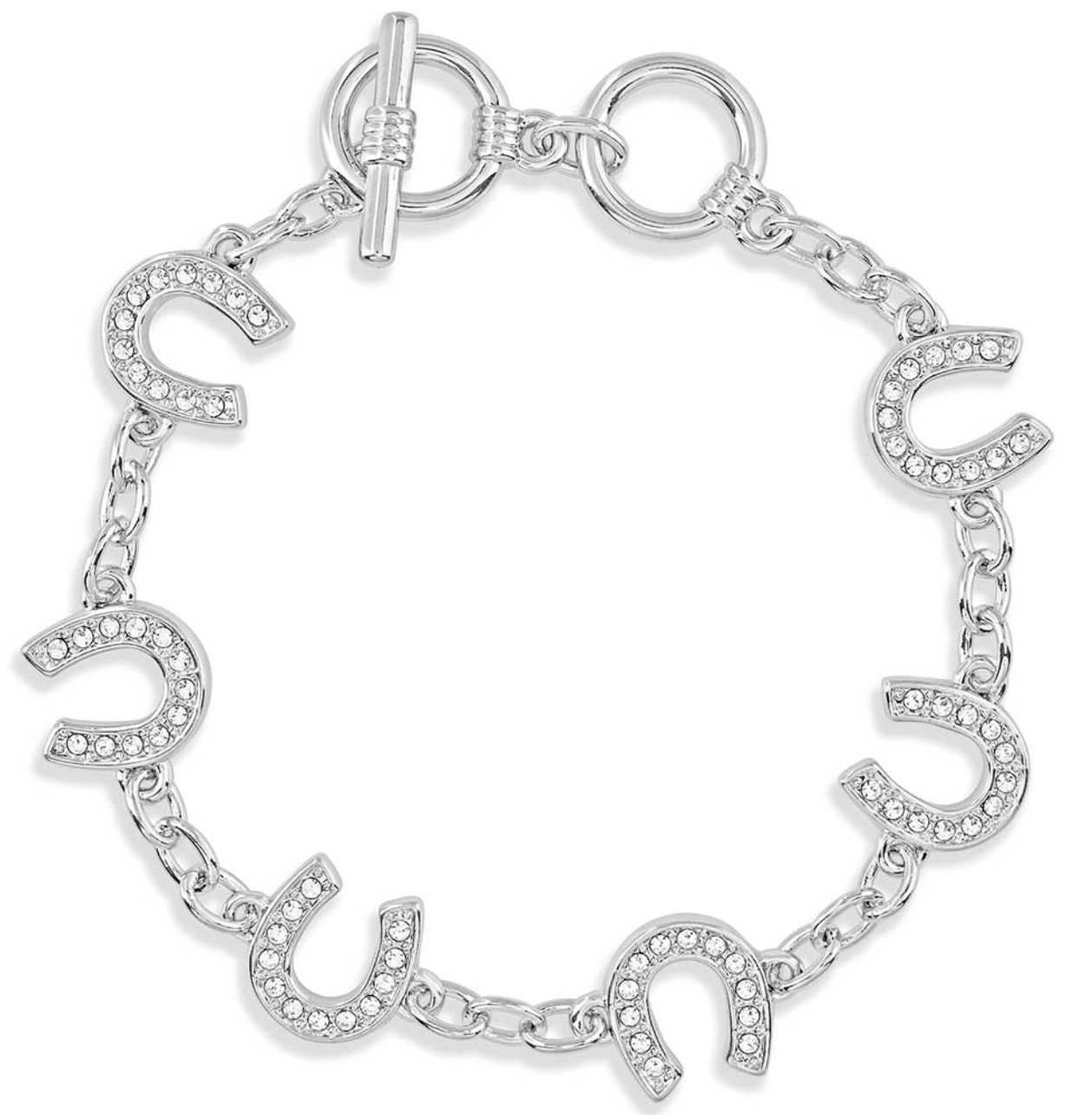 Montana Silversmiths Crystal Clear Lucky Horseshoe Link Bracelet.