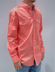 Rock & Roll Cowboy Men's Coral Button Up Shirt