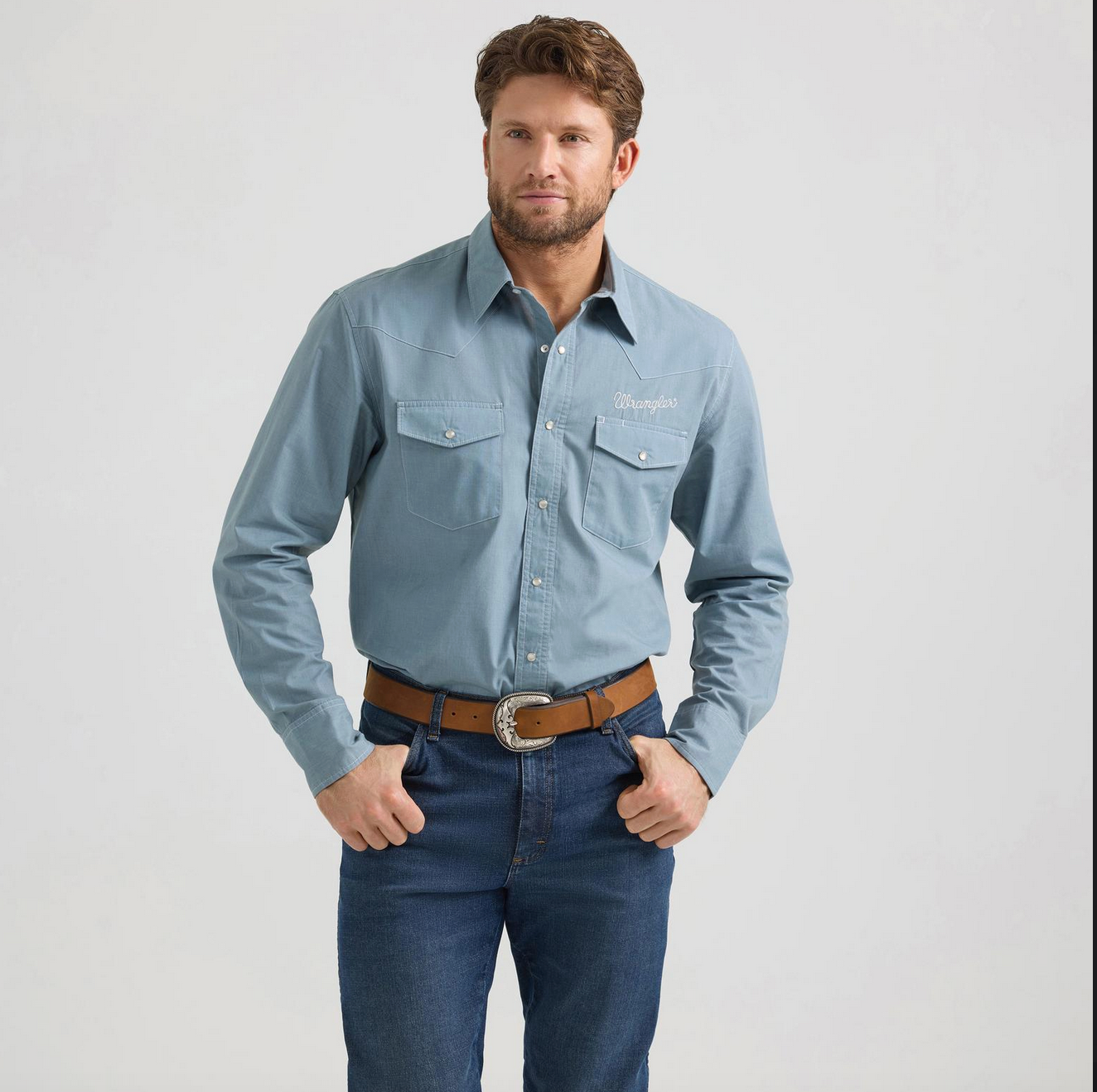 Wrangler Men's Vintage Inspired Western Snap Work Shirt