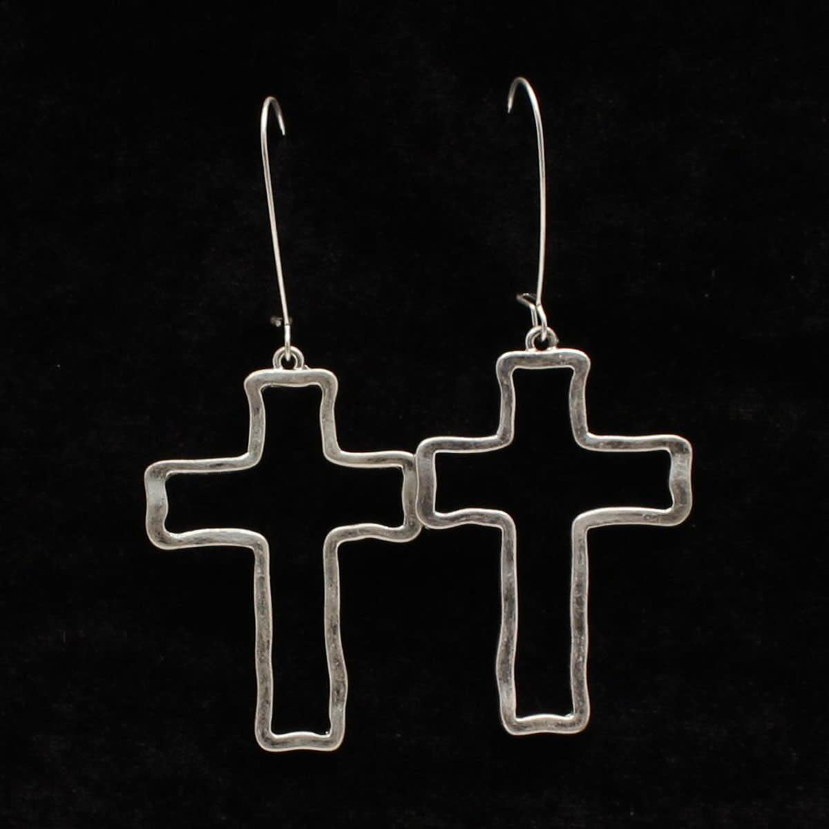 Silver Strike Cross Earrings.