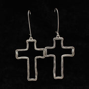 Silver Strike Cross Earrings