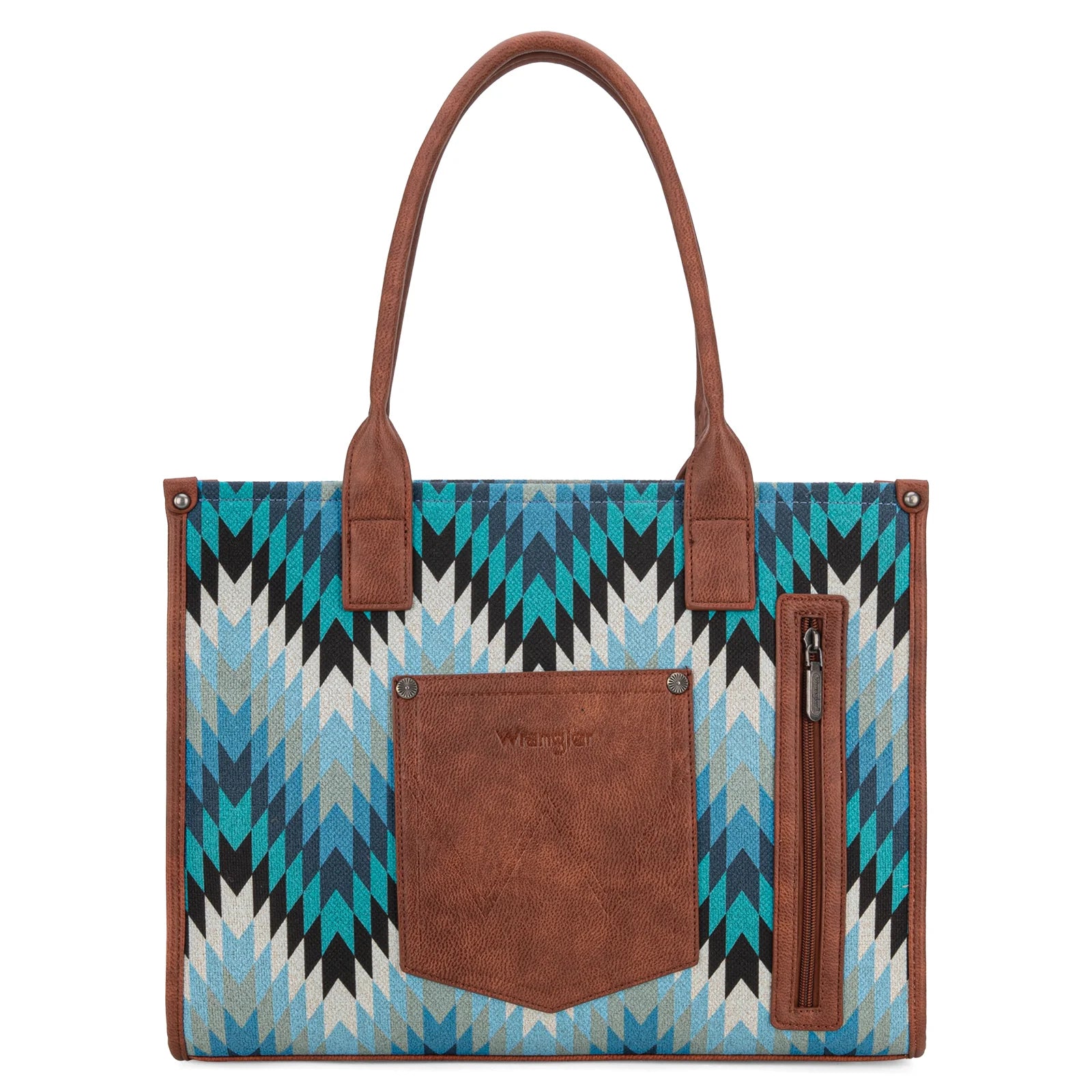 Wrangler Southwestern Pattern Dual Sided Print Concealed Carry Wide Tote.