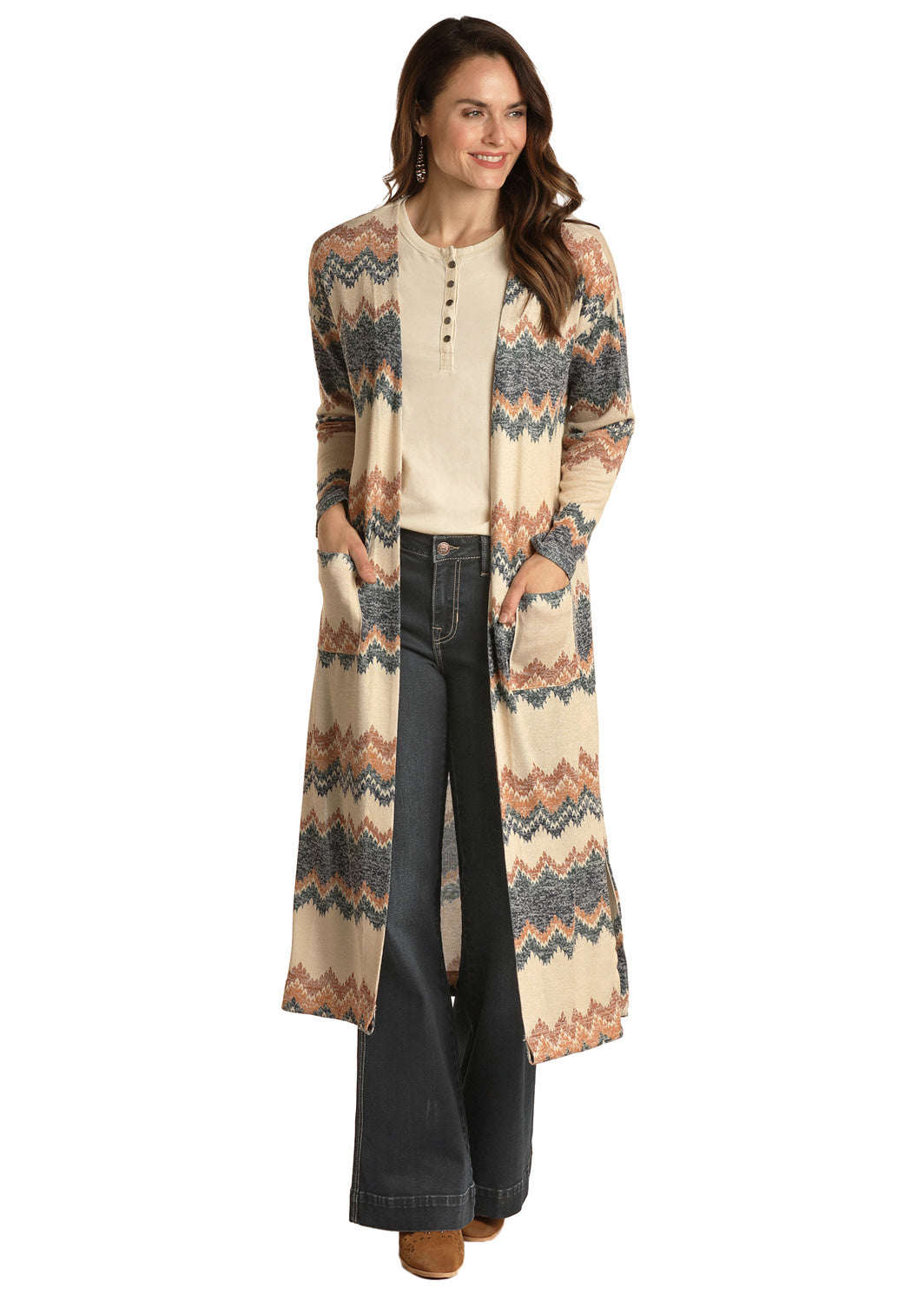 Rock & Roll Cowgirl Chevron Sweater Duster