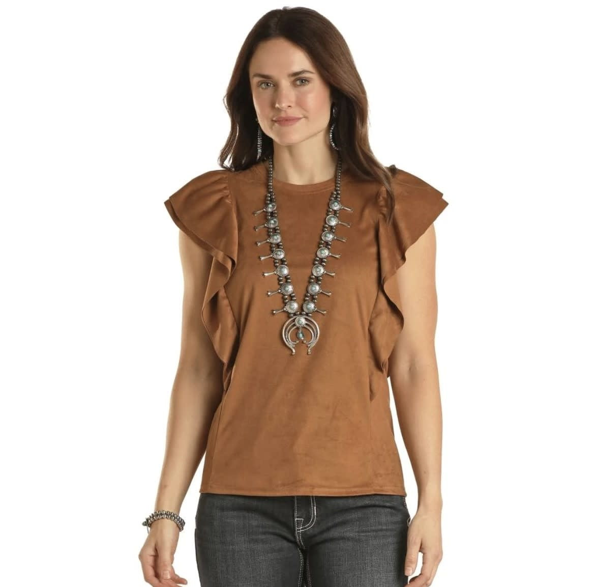 Panhandle Women's Microsuede Flutter Top