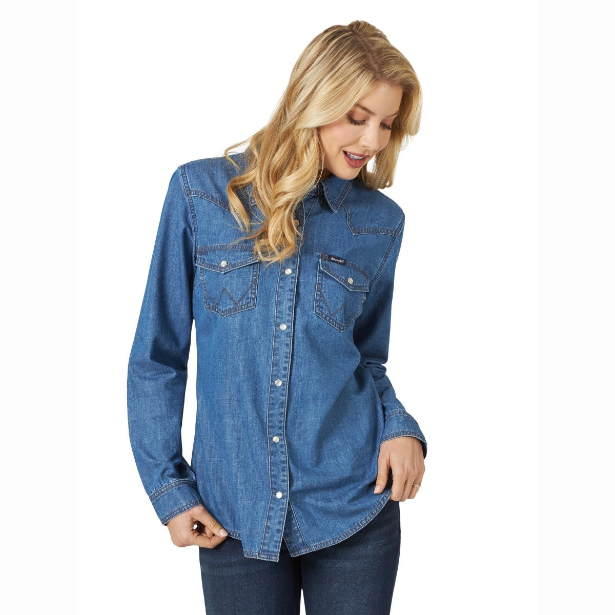 Wrangler Ladies Denim Snap Front Shirt